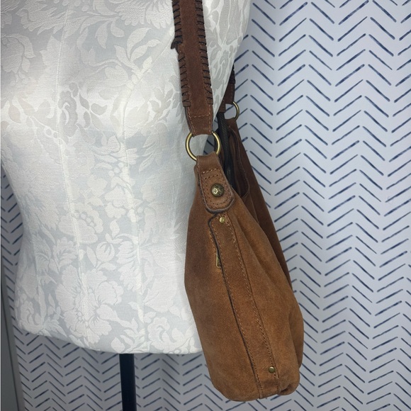 Patricia Nash Brushed Suede Studded Hobo Bag Brown Slouchy - Picture 4 of 11